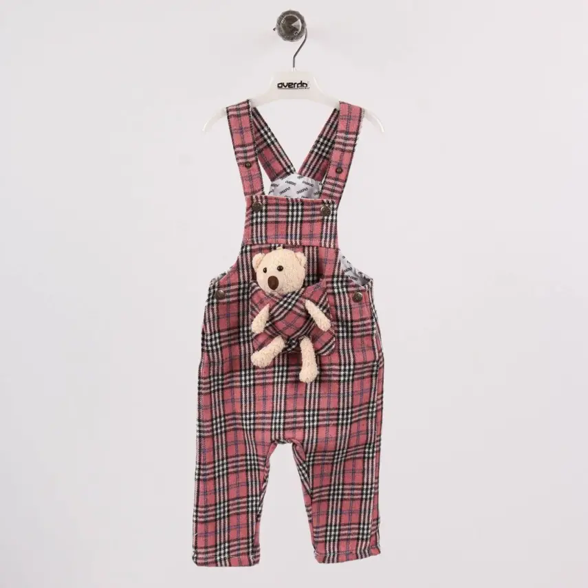 Overdo Kız Salopet Ayıcıklı EkoseO Pembe - 6