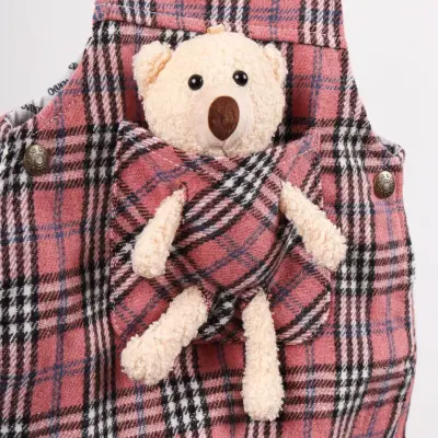 Overdo Kız Salopet Ayıcıklı EkoseO Pembe - 7