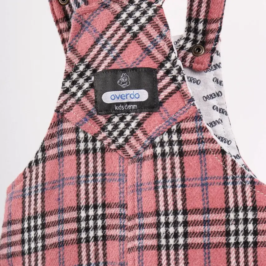 Overdo Kız Salopet Ayıcıklı EkoseO Pembe - 8