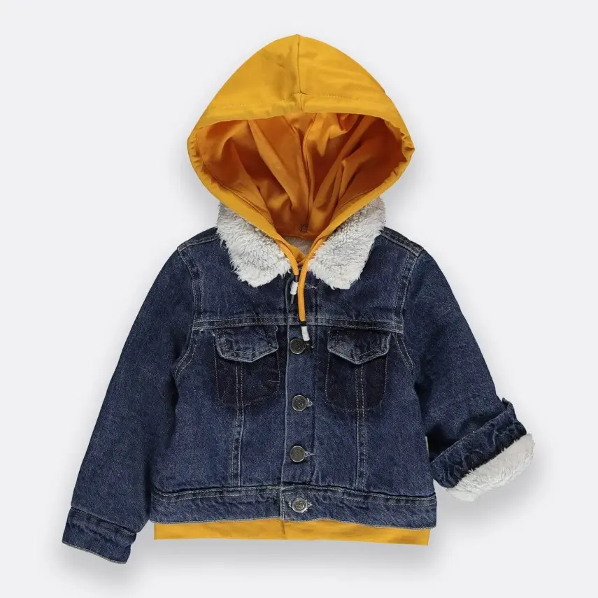 Overdo Unisex Ceket Kapüşonlu Welsoft Kot Sarı - 6