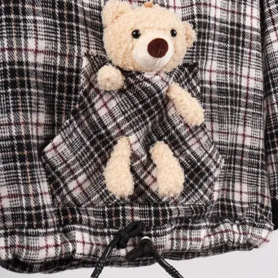 Overdo Unisex Sweatshirt Ayıcıklı Ekoseli Siyah - 4