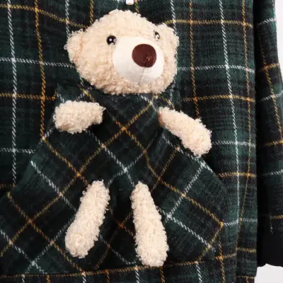 Overdo Unisex Sweatshirt Ayıcıklı Ekoseli Yeşil - 3