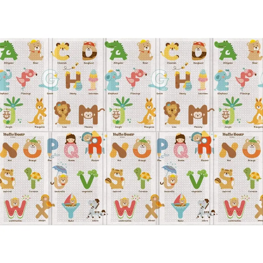 Parklon Mutlu Hayvanlar Alfabe Katlanabilir Bebek Oyun Halısı 140x200x1 cm - 1