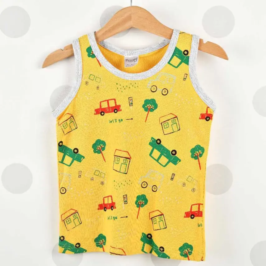 Pelops 2li Takım Atlet Araba Baskılı Hardal - 3