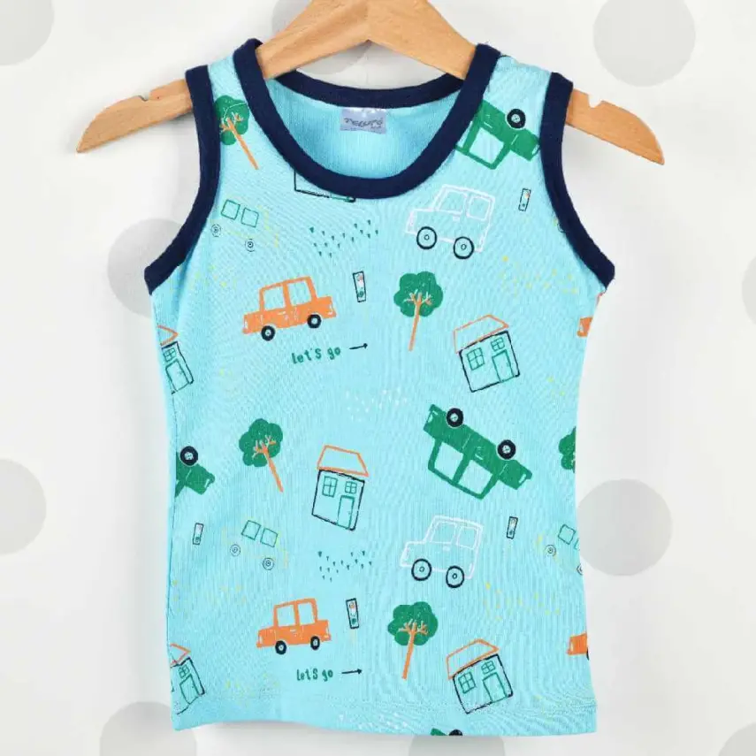 Pelops 2li Takım Atlet Araba Baskılı Mavi - 3