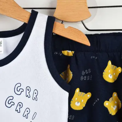 Pelops 2li Takım Atlet Rırr Tiger Baskılı Beyaz - 4