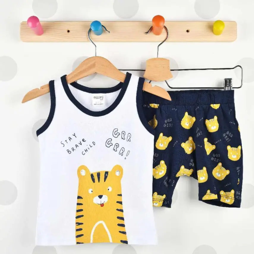 Pelops 2li Takım Atlet Rırr Tiger Baskılı Beyaz - 1