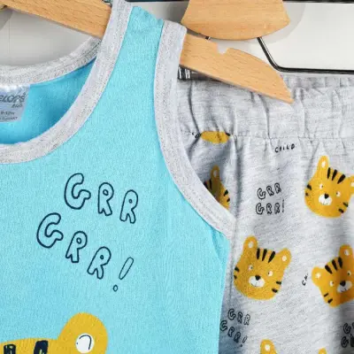 Pelops 2li Takım Atlet Rırr Tiger Baskılı Mavi - 2