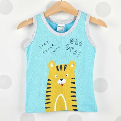 Pelops 2li Takım Atlet Rırr Tiger Baskılı Mavi - 3