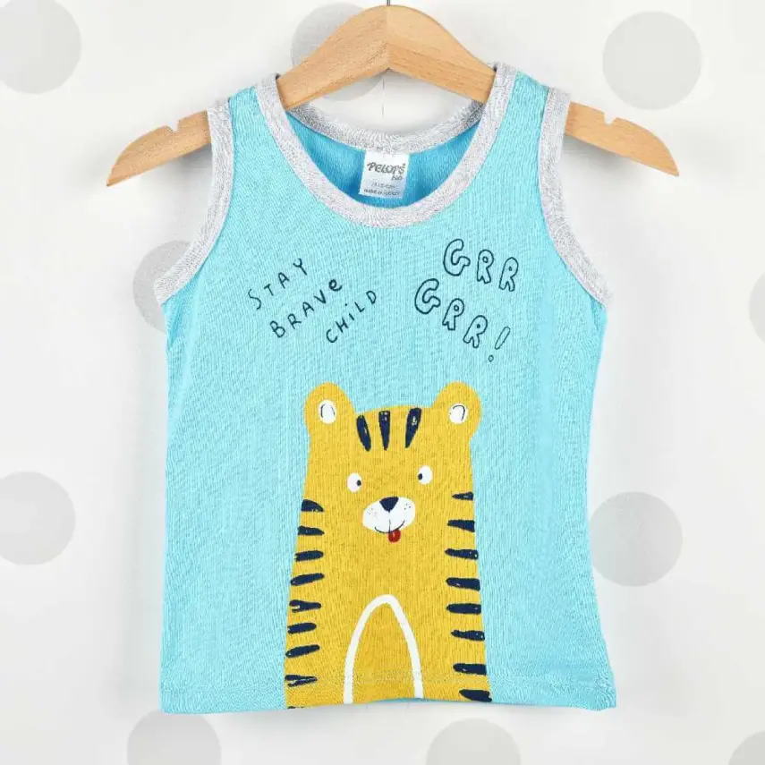 Pelops 2li Takım Atlet Rırr Tiger Baskılı Mavi - 3