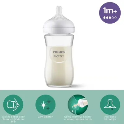 Philips Avent Doğal Tepkili Cam Biberon 240ml 1+ Ay - 8