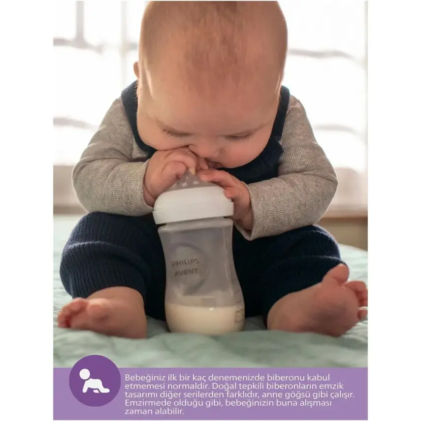 Philips Avent Doğal Tepkili PP Biberon 260ml 1+ Ay Mavi - 16