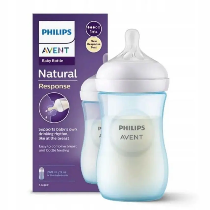 Philips Avent Doğal Tepkili PP Biberon 260ml 1+ Ay Mavi - 1