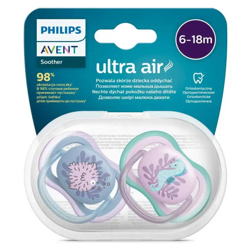 Philips Avent  Soother Ultra Air Emzik 6-18 ay 2li Kız SCF085/61 - 1