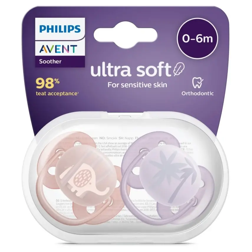 Philips Avent  Soother Ultra Yumuşak Emzik 0-6 Ay 2li Kız SCF091/09 - 1