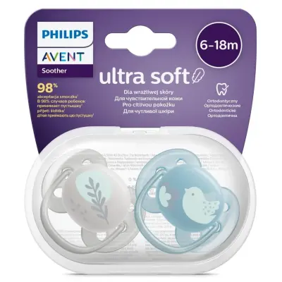 Philips Avent  Soother Ultra Yumuşak Emzik 6-18 Ay 2li Erkek SCF091/15
