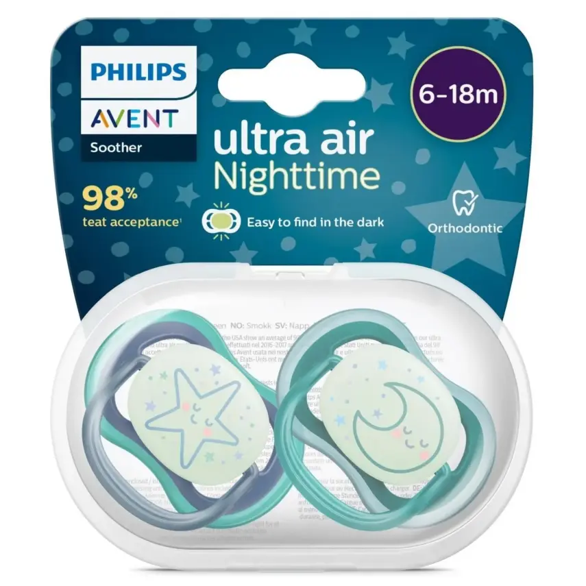 Philips Avent Ultra Air Gece Emzik 6-18 Ay 2li Erkek  SCF376/13 - 1