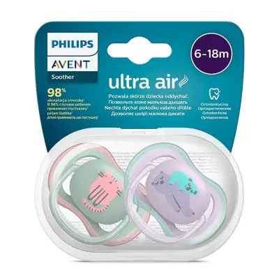 Philips Avent  Ultra Air Silikon Emzik 2li 6-18 Ay Kız SCF085/17