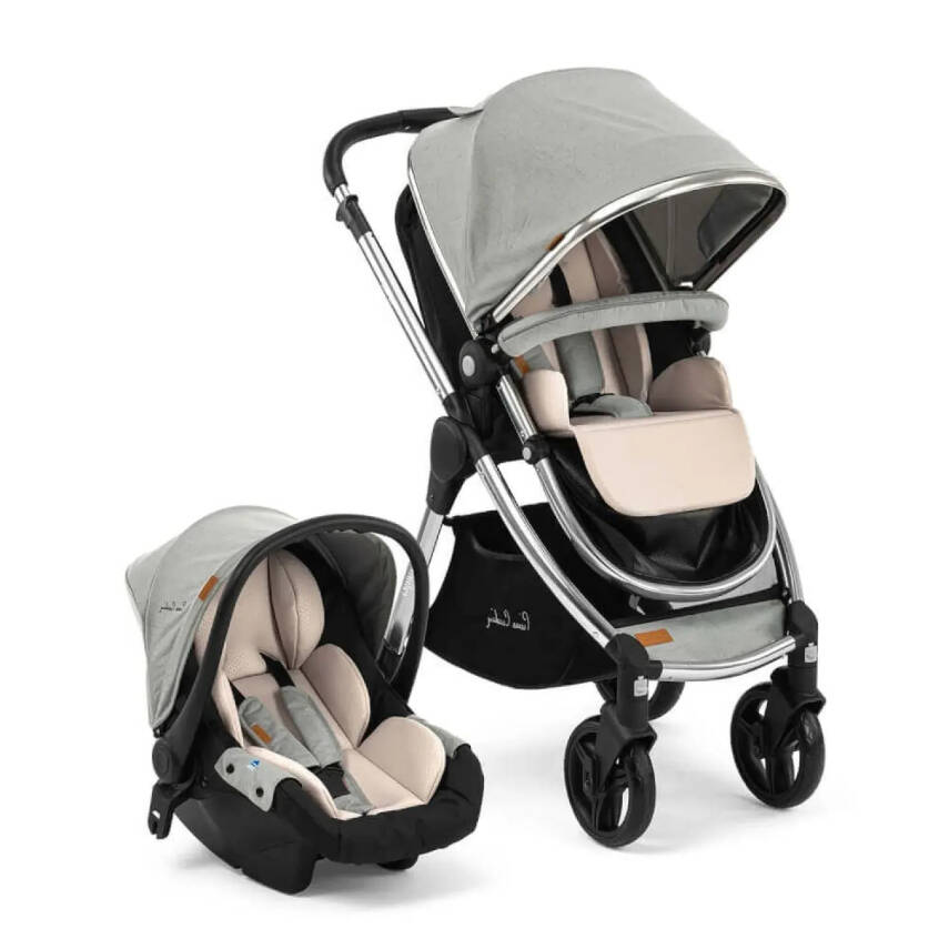 Pierre Cardin Voyager Tek Elle Katlanabilen Çift Yönlü Seyahat Travel Sistem Bebek Arabası Gri - 1