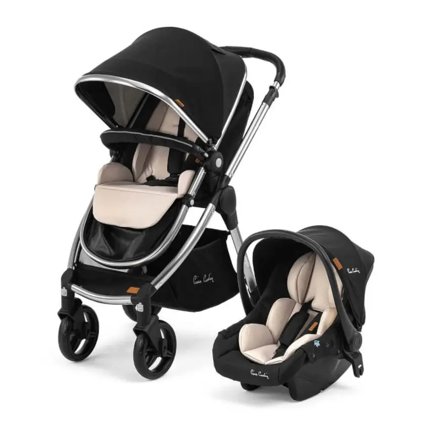 Pierre Cardin Voyager Tek Elle Katlanabilen Çift Yönlü Seyahat Travel Sistem Bebek Arabası Siyah - 2