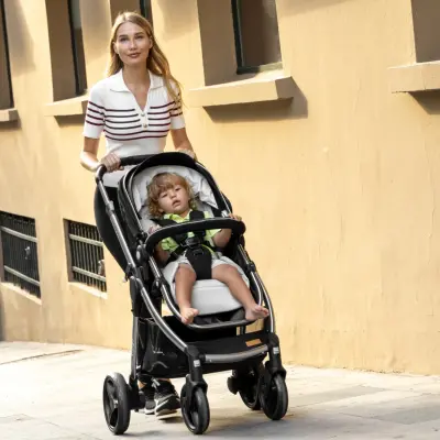 Pierre Cardin Voyager Tek Elle Katlanabilen Çift Yönlü Seyahat Travel Sistem Bebek Arabası Siyah - 4