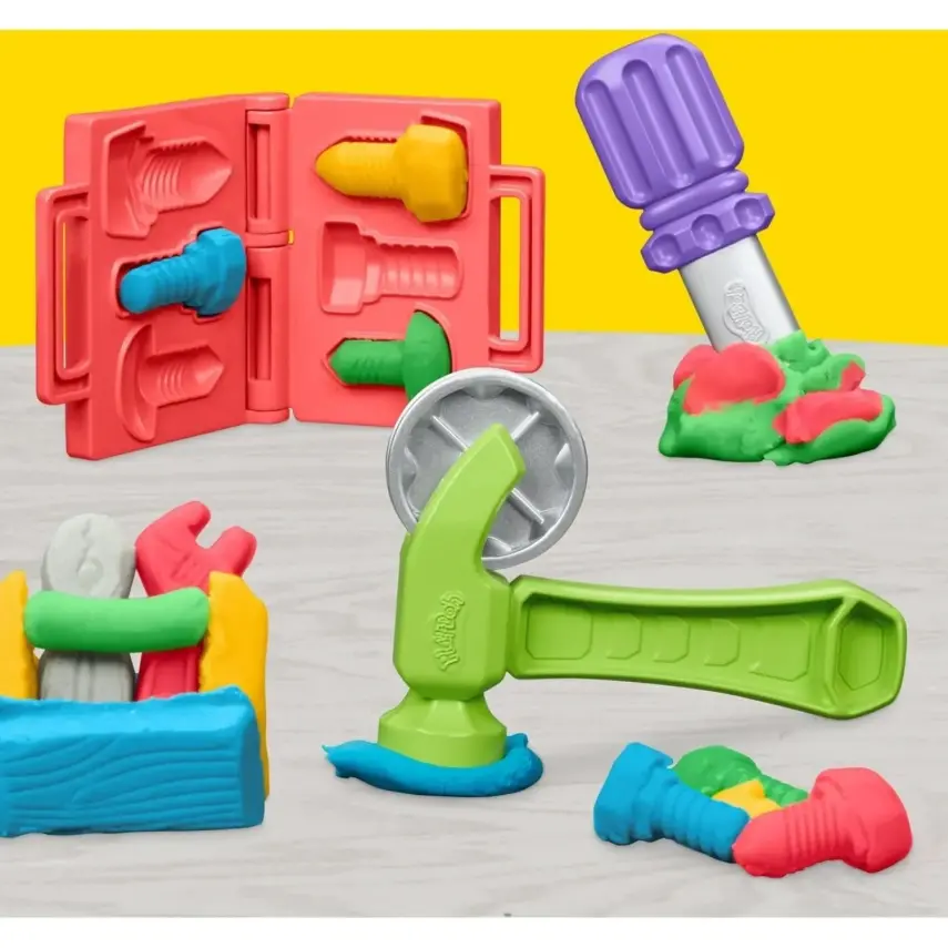 Play Doh Damga Ve Testere  Renkli El Aletleri Oyun Hamuru Seti Tezgahı - 10