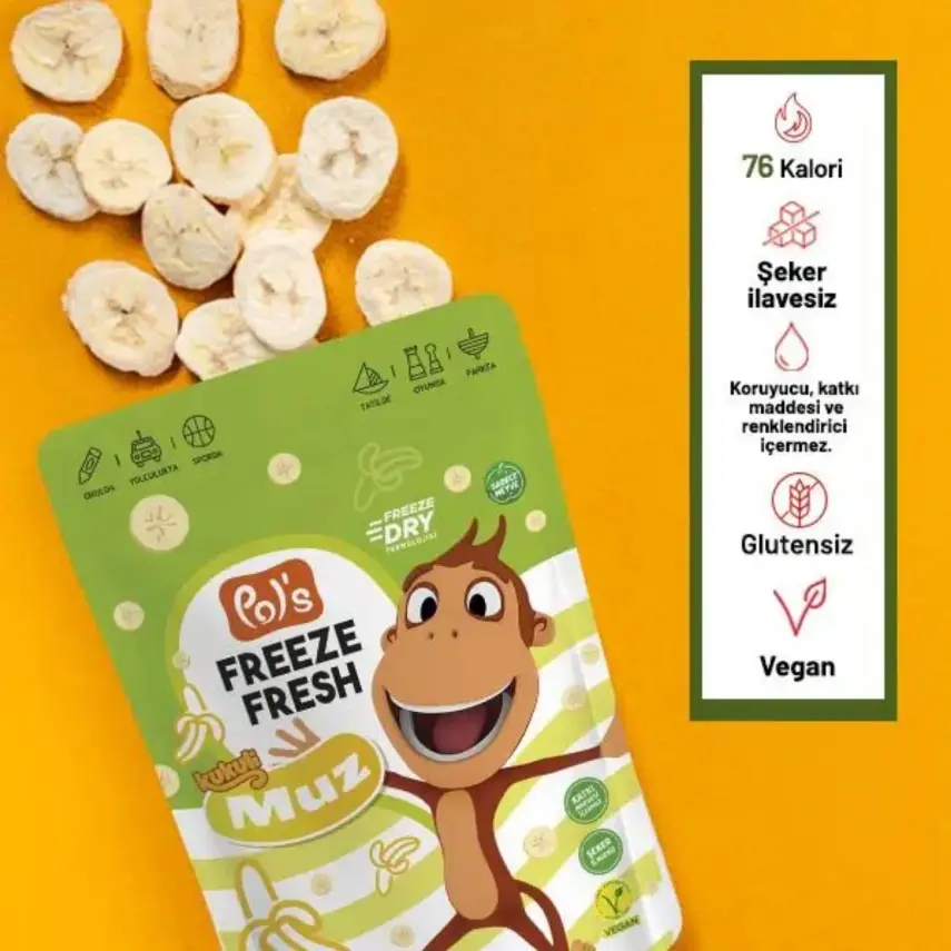 Pol's Freeze Fresh Kukili Dondurularak Kurutulmuş Muz 20 gr - 3