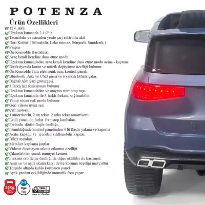 Potenza Akülü Araba Kumandalı 4*2 12 Volt Atlantis Mavisi - 7