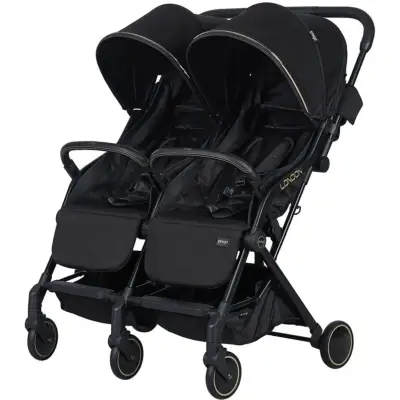 Prego 2236 London Yanyana İkiz Bebek Arabası Siyah - 2