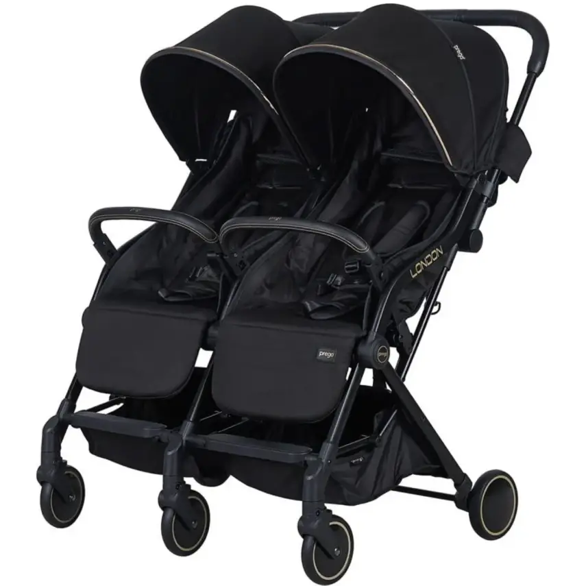 Prego 2236 London Yanyana İkiz Bebek Arabası Siyah - 2