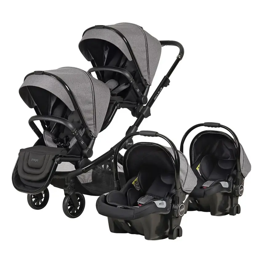 Prego Ibiza Plus Çift Yönlü Travel Sistem İkiz Bebek Arabası Gri 2223 - 1