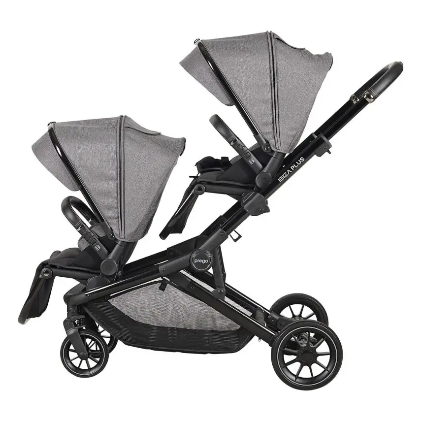 Prego Ibiza Plus Çift Yönlü Travel Sistem İkiz Bebek Arabası Gri 2223 - 2