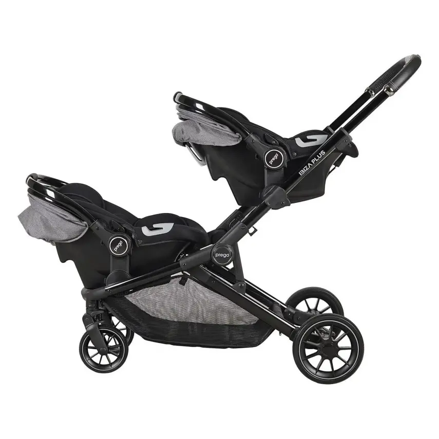 Prego Ibiza Plus Çift Yönlü Travel Sistem İkiz Bebek Arabası Gri 2223 - 4
