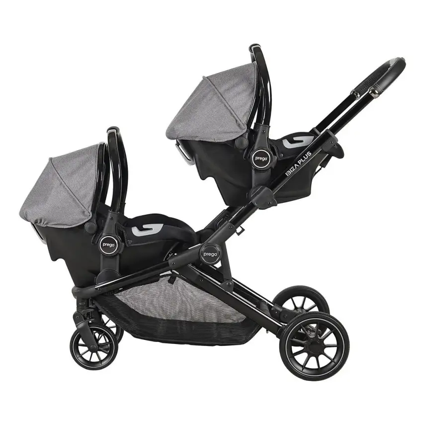 Prego Ibiza Plus Çift Yönlü Travel Sistem İkiz Bebek Arabası Gri 2223 - 5
