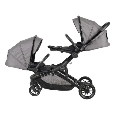 Prego Ibiza Plus Çift Yönlü Travel Sistem İkiz Bebek Arabası Gri 2223 - 3