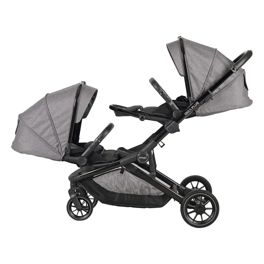 Prego Ibiza Plus Çift Yönlü Travel Sistem İkiz Bebek Arabası Gri 2223 - 3