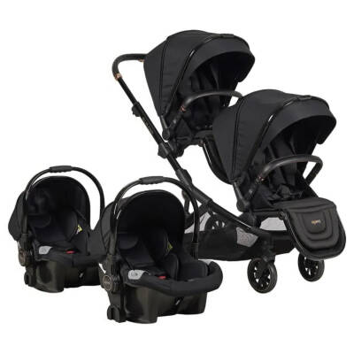 Prego Ibiza Plus Çift Yönlü Travel Sistem İkiz Bebek Arabası Siyah 2223