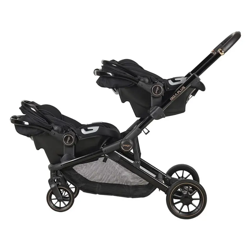 Prego Ibiza Plus Çift Yönlü Travel Sistem İkiz Bebek Arabası Siyah 2223 - 8