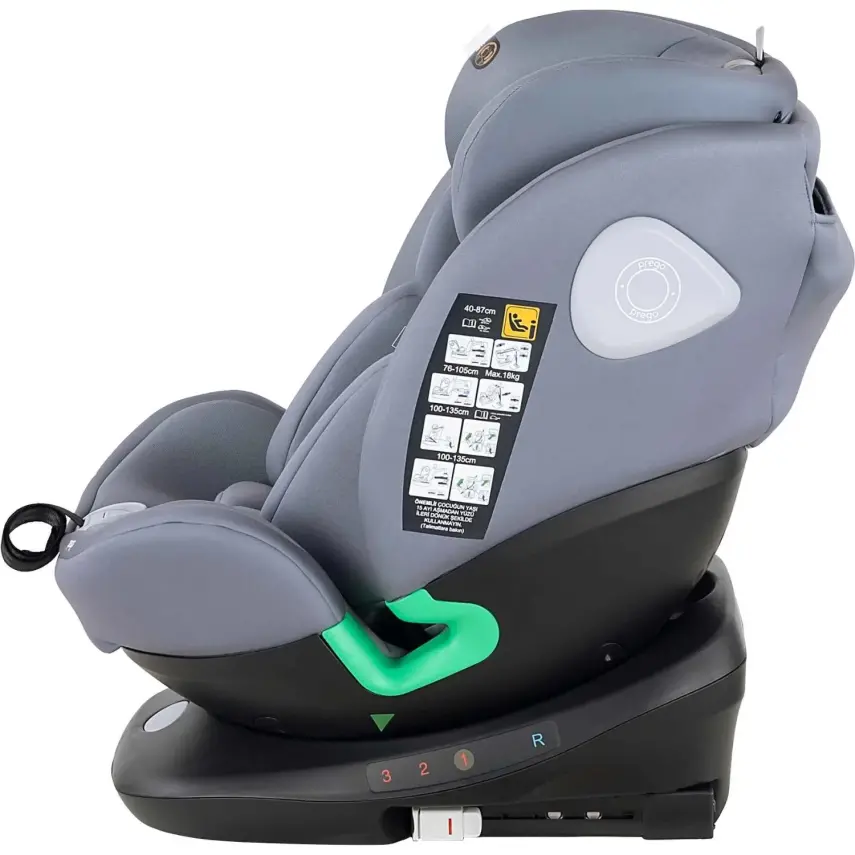 Prego Tronfix 360° Dönebilen Isofixli I-Size Oto Koltuğu 0-36 Kg Gri Q9004 - 8