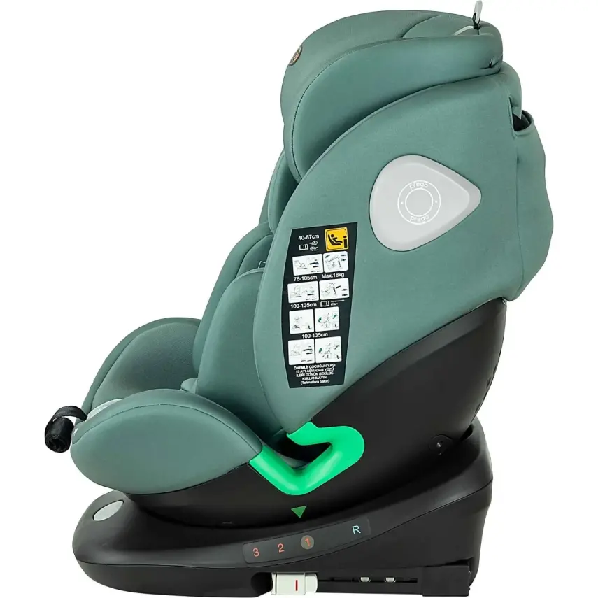 Prego Tronfix 360° Dönebilen Isofixli I-Size Oto Koltuğu 0-36 Kg Yeşil Q9004 - 6