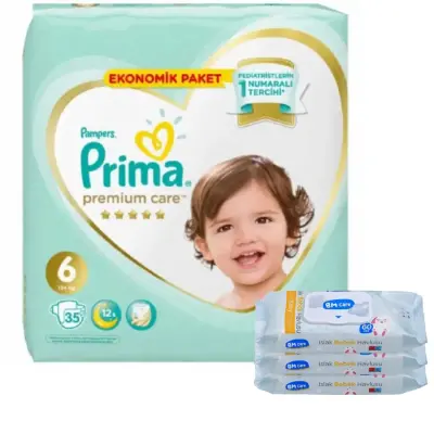 Prima Premium Care Bebek Bezi 6 Beden 13+ Kg 35Li Ekonomik Bm Care Sensitive Islak Mendilli Avantaj 