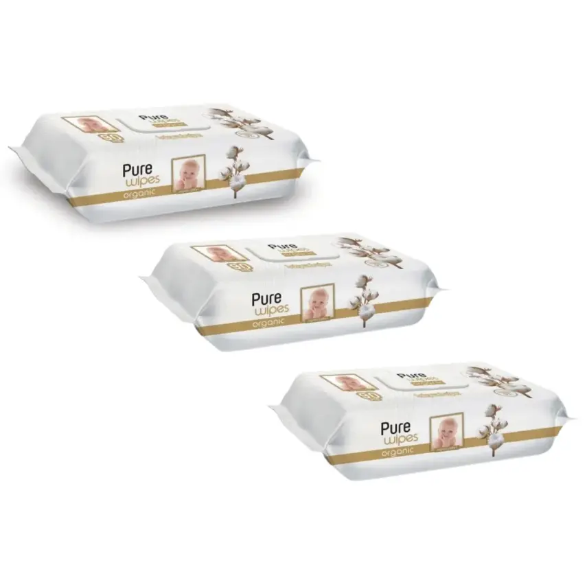 Pure Baby Organik Pamuklu Bebek Islak Havlu 90lı*3 - 1