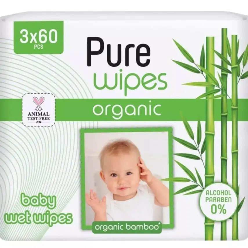 Pure Wipes Bambu Bebek Islak Havlu 3x60lı - 1