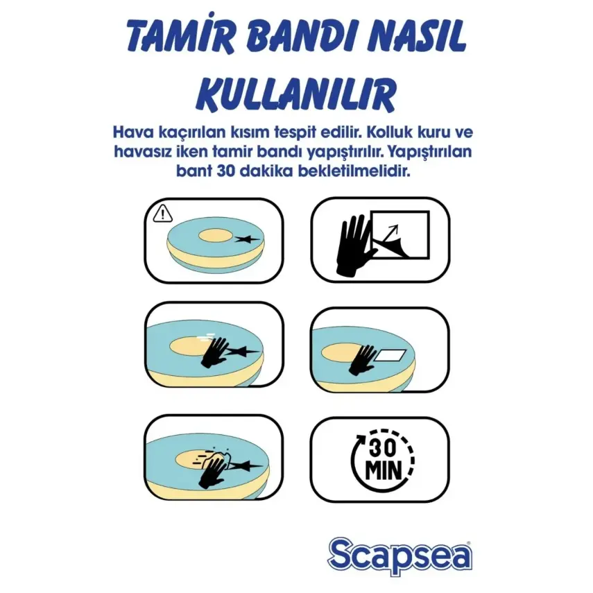 Scap Sea Çocuklar İçin İçi Dolgulu Yüzme Kolluğu 10kg - 40kg arası Tamir Bandı Hediyeli - 5