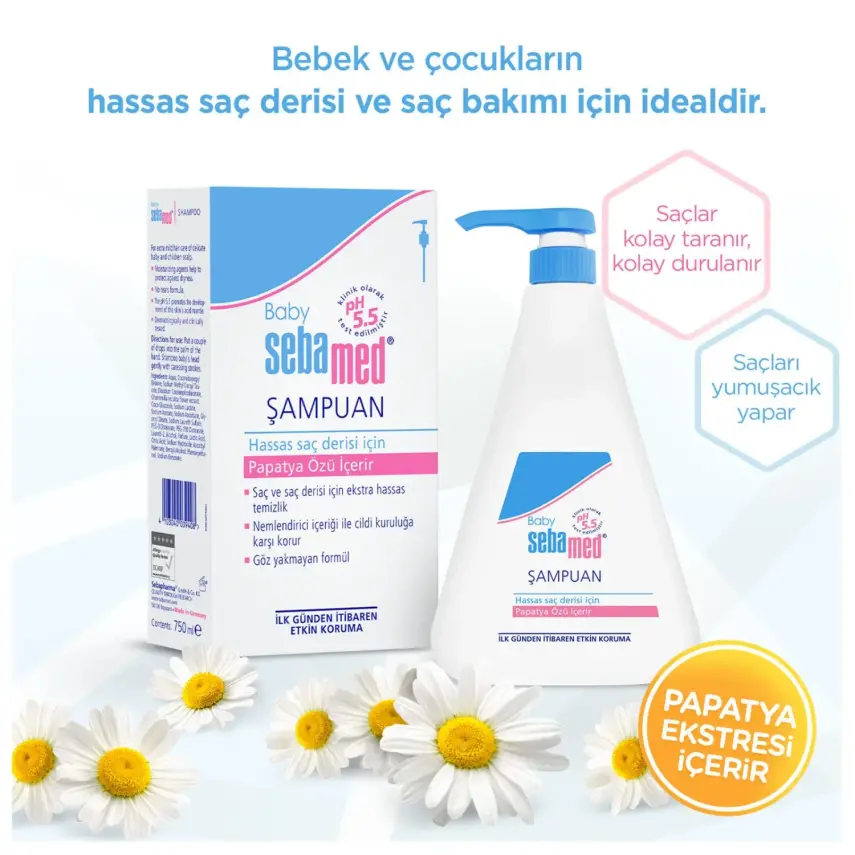 Sebamed Baby Nemlendirici Etkili Papatya Özütlü Bebek Şampuanı 750 ml - 21