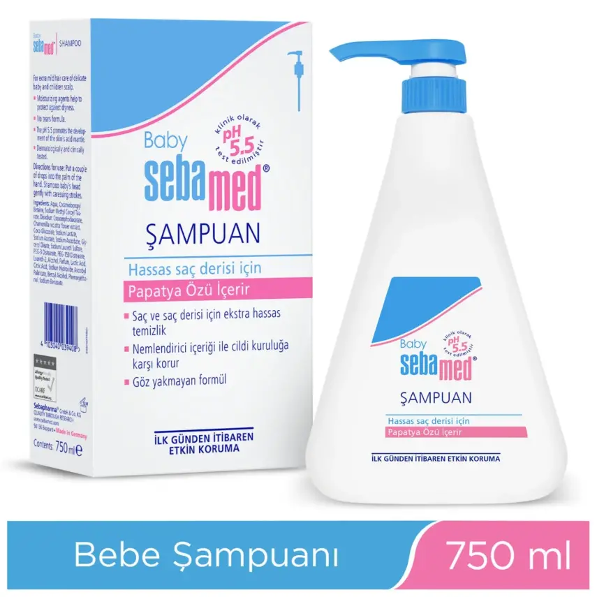 Sebamed Baby Nemlendirici Etkili Papatya Özütlü Bebek Şampuanı 750 ml - 1