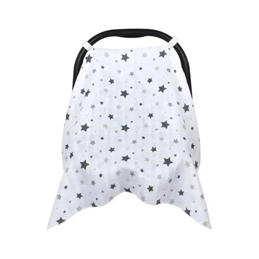 Sevi Bebe Müslin Ana Kucağı Örtüsü Yıldız Yağmuru Gri - 1