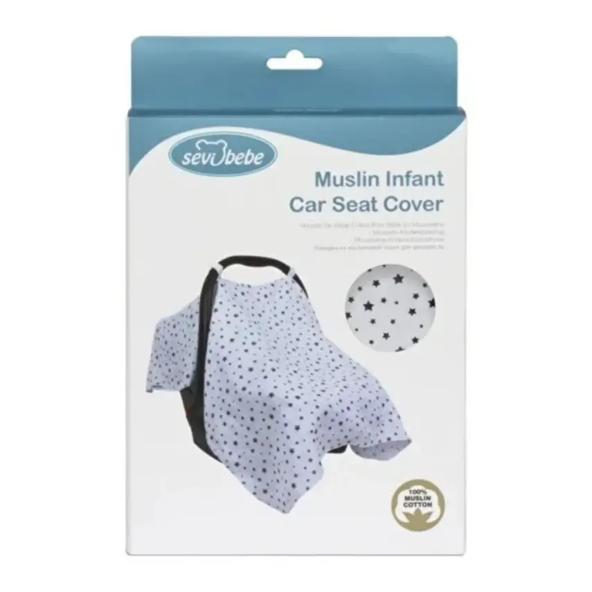 Sevi Bebe Müslin Ana Kucağı Örtüsü Yıldız Yağmuru Gri - 4