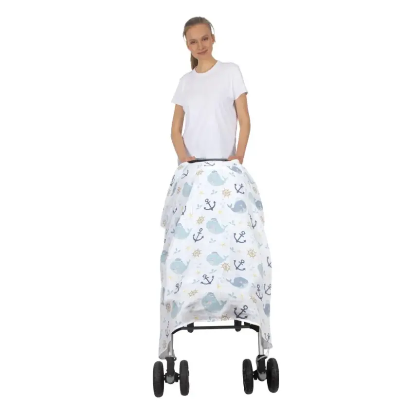 Sevi Bebe Müslin Bebek Arabası Örtüsü Balık - 2