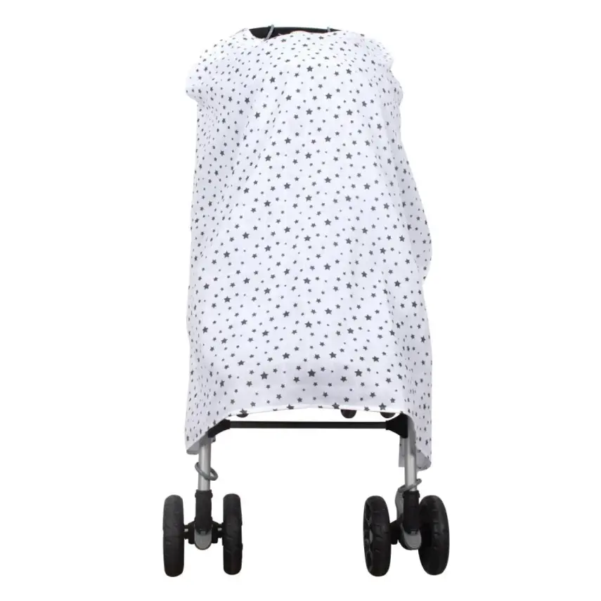 Sevi Bebe Müslin Bebek Arabası Örtüsü Gri Yıldız - 3